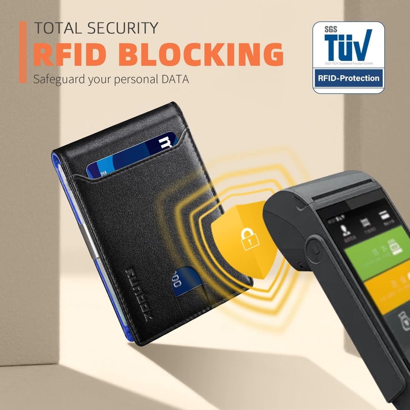 RUNBOX Money Clip Wallets for Men,Slim Leather Mens Bifold Wallet,RFID Blocking Front Pocket Wallet,Thin Credit Card Holder with Gift Box - Image 4